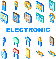 component electronic chip icons set vector. microchip circuit, hardware engineering, part processor, technology electrical component electronic chip isometric sign illustrations