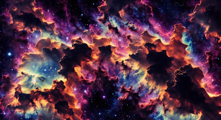 Dazzling galaxy cloud nebula in space. a starry night sky, cosmology and astronomy. Wallpaper with a supernova background