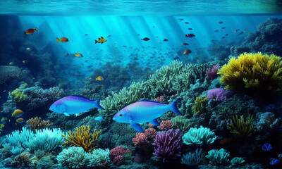 Naklejka premium Serene Shores: Captivating Ocean Landscapes. Generative AI