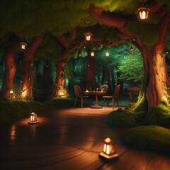 Obraz na płótnie Canvas Restaurant In The Enchanted Forest. generative AI 
