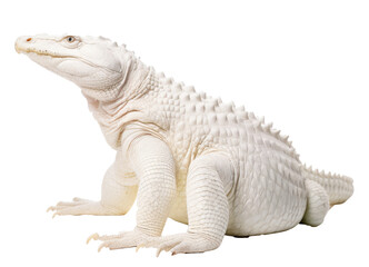 Naklejka premium White albino crocodile on the transparent background PNG. AI generative.