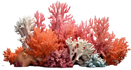 Fototapeta na wymiar sea coral, coral reef on the transparent background PNG. Top view. AI generative.