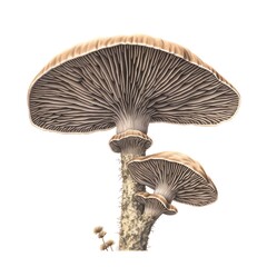 Detailed Botanical Illustration: Artfully Sketched Mushroom Species in Their Natural Forest Environment





