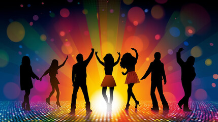 Plakat Young people dancing in a nightclub. Generative AI