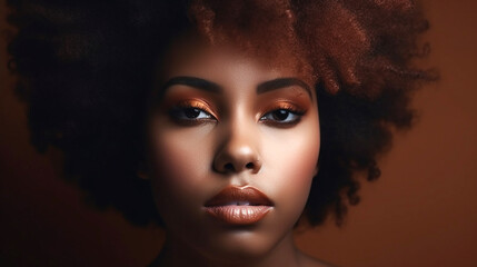 Fototapeta premium Pretty young afro-american model posing closeup. Generative AI
