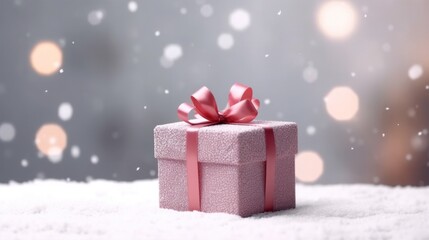 Christmas holiday background with gift box. Illustration AI Generative.