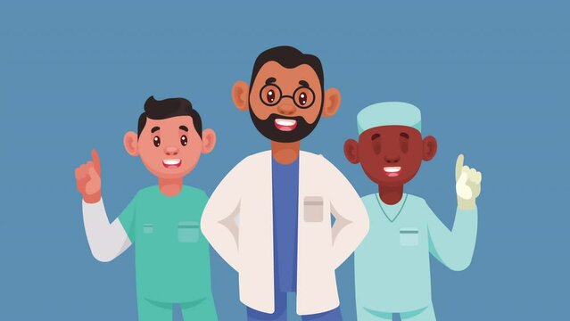 staff of male doctors characters animation