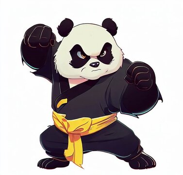 Panda kung fu master on white background. Vector illustration. generate by ai .
