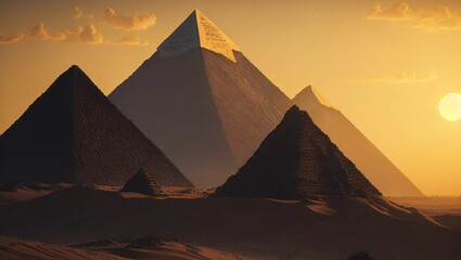 Fototapeta na wymiar Picture of the pyramids newly with sunrise