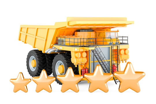 Dump truck with five golden stars. 3D rendering