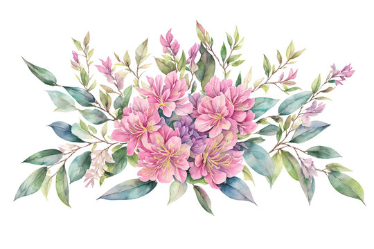 Floral background with place for text. Flowers Rhododendron with a frame. Decorative item for Wallpaper, wrapping paper and backgrounds, postcards and wedding invitations. Generative AI.