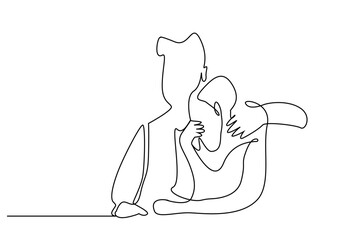 unhappy crying human support helping two people line art