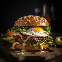 Realistic photo of Hamburger. Close-Up Food Photography