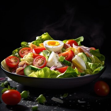 Realistic photo of Salad. Close-Up Food Photography