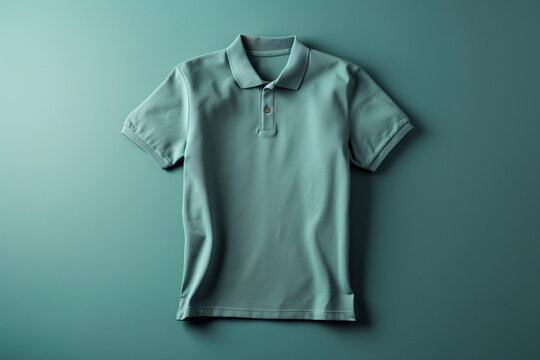 A Polo Shirt Mockup Template Laid Flat On A Plain Background, With A Clean And Minimalistic Design. No Logos, Words, Or Numbers Visible On The Shirt. Point.