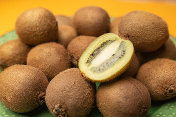 fresh kiwi on plate tropical fruit