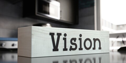 Vision - word on wooden block - 3D illustration