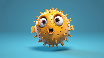 Fototapeta premium 3d cute pufferfish illustration