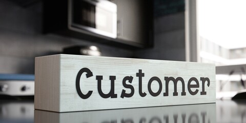 Customer - word on wooden block - 3D illustration