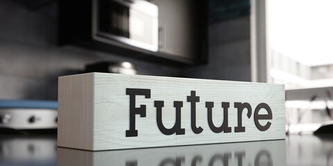 Future - word on wooden block - 3D illustration