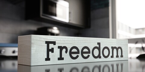 Freedom - word on wooden block - 3D illustration