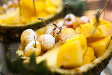 yellow sweet cherry with pineapple,