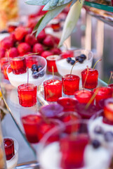 Cherry jelly, cold dessert, raspberry