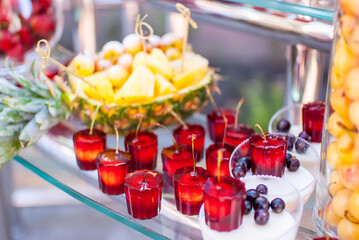 Cherry jelly, cold dessert, raspberry