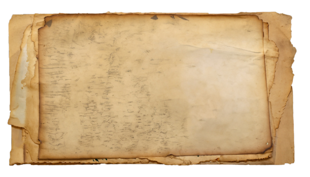 old, stained, grungy stack of paper, isolated design element, perfect for collage, antique or Steampunk imagery and scenes or as a background for an old map, vintage design backdrop