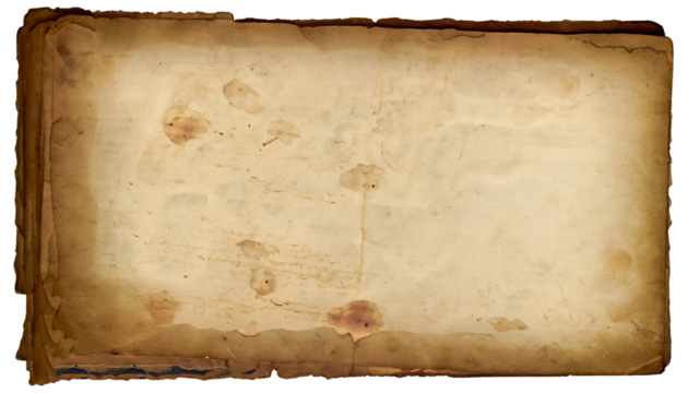 old, stained, grungy stack of paper, isolated design element, perfect for collage, antique or Steampunk imagery and scenes or as a background for an old map, vintage design backdrop
