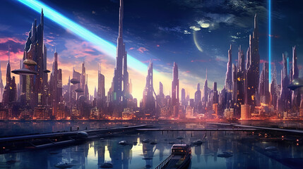 Obraz premium Futuristic organized clean city landscape
