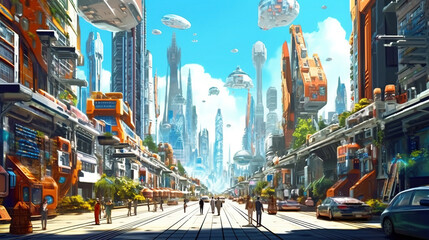 Naklejka premium Futuristic organized clean city landscape