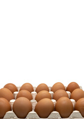 Brown eggs in an egg carton, close-up. agricultural production concept