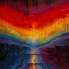 Rainbow Thread Within Tapestry of Time, AI