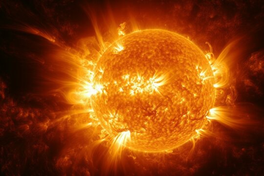 Flashes in the sun. Climate change concept. AI generated, human enhanced.