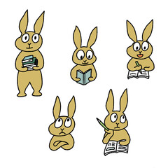 勉強するウサギのイラスト
