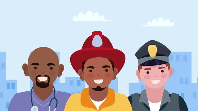 male professionals workers characters animation