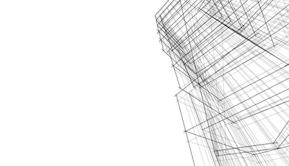 Modern building architecture 3d illustration