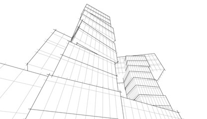 Fototapeta premium Modern building architecture 3d illustration