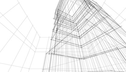 Modern building architecture 3d illustration