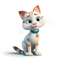 Fototapeta na wymiar cat in style of Disney Pixar movie, Pets movie, cute character, white background, high quality, cute