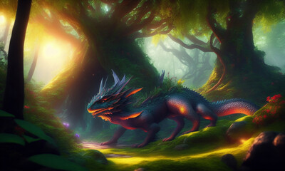 Enchanted Dragon: A Magical Escape to Fantasy. Generative AI.