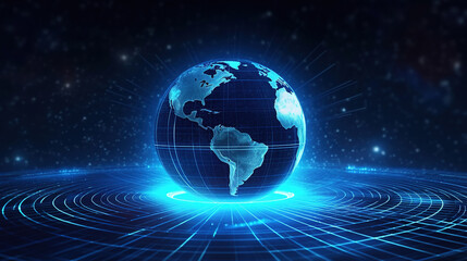 Fototapeta na wymiar Technology data illustration with earth