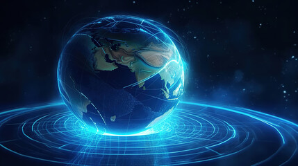 Technology data illustration with earth