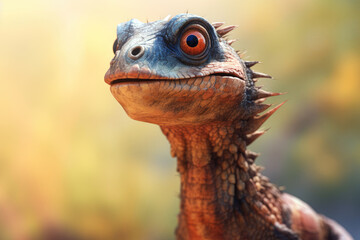 Close up of a small dinosaur
