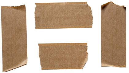 four pieces/strips of brown textured adhesive kraft paper tape, attach something or use as labels and add some text-isolated design element