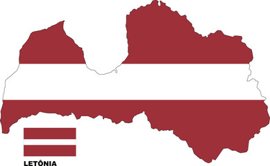 Letônia map flag transparent background