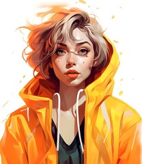 Cartoon woman in yellow, generative AI