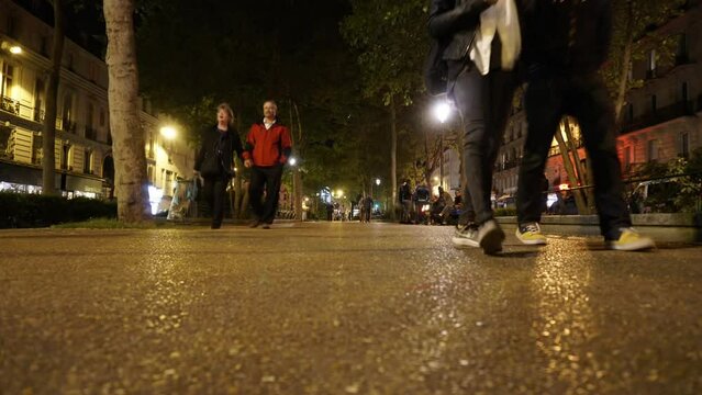 Timelapse of unidentified people on the red light street of Paris