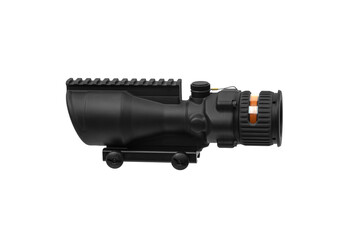 Modern optical collimator sight. Aiming device for shooting at short distances. Isolate on a white...
